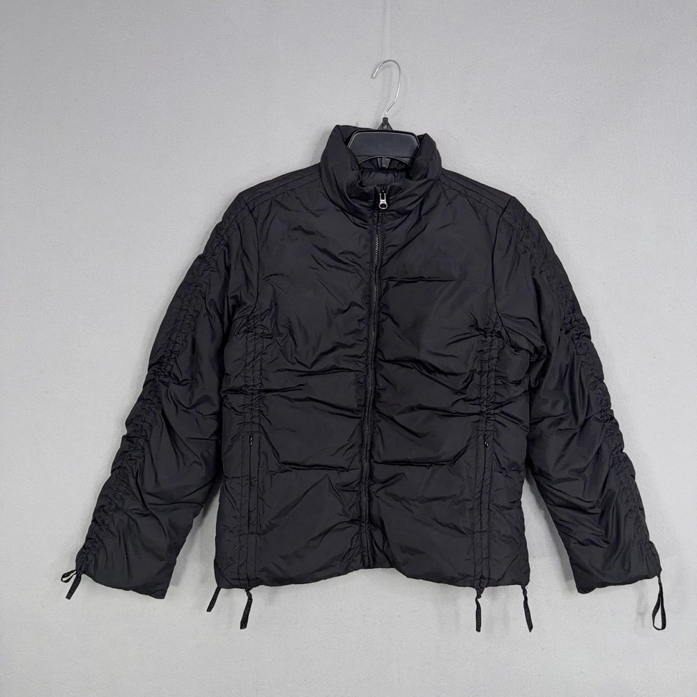 MODA INTERNATIONAL Jacket Womens Small Black Down Puffer Quilted Zip Pockets